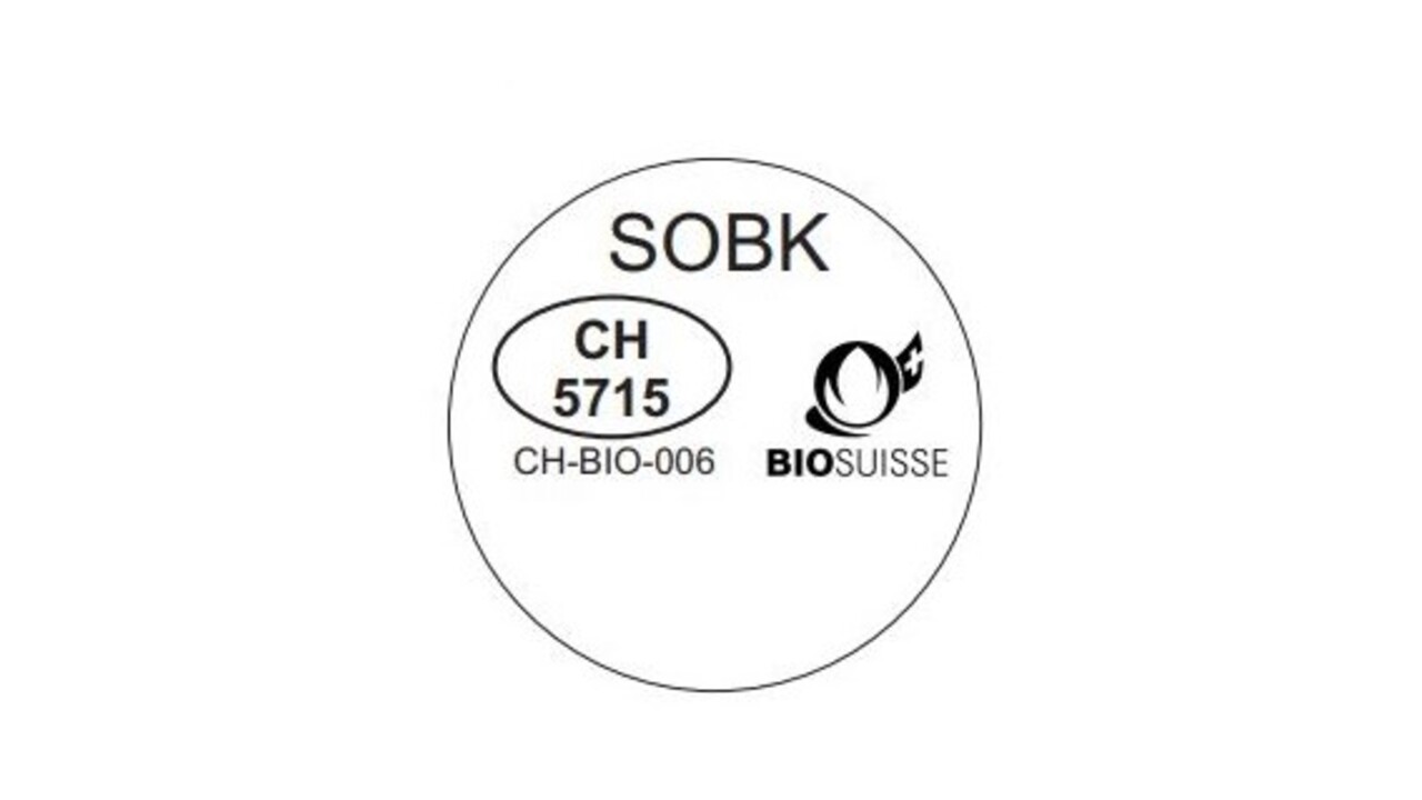 299354 Kasein-Marken Ø 55 mm Bündner SOBK Bio-Suisse CH-BIO-038
299354 Vignettes en caséine,Ø 55 mm Bündner  SOBK Bio-Suisse CH-BIO-038